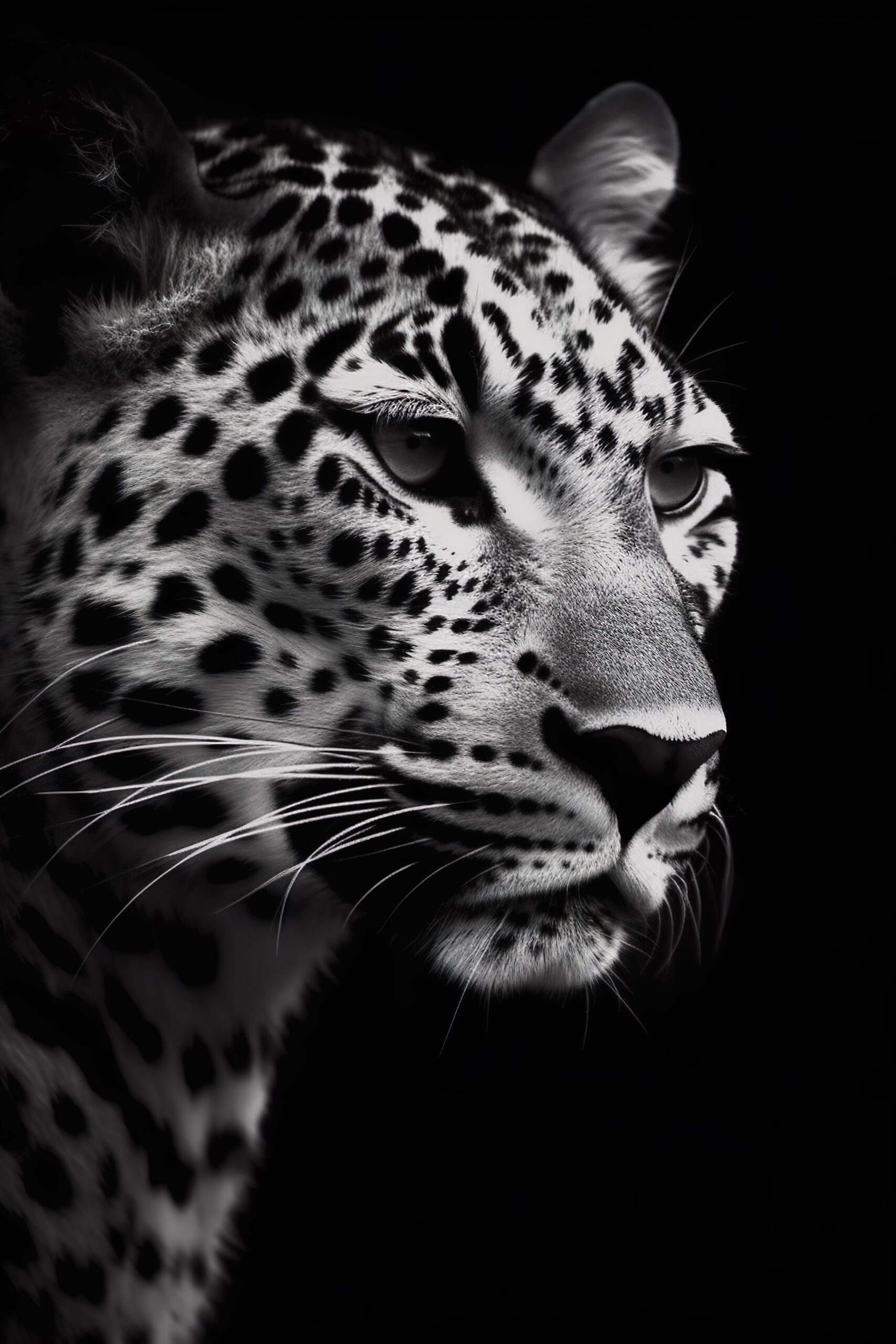poster enmarcado leopardo blanco y negro